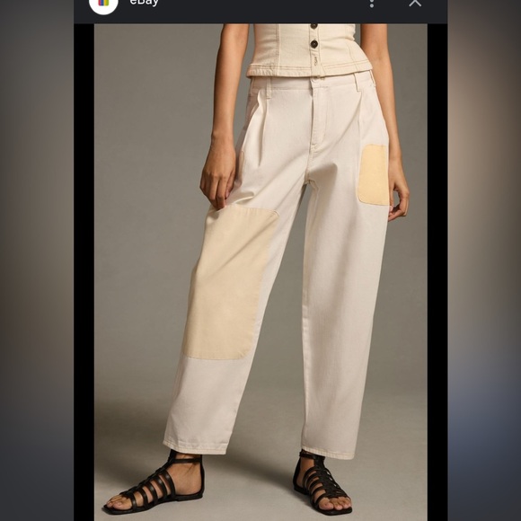 Anthropologie Pilcro Rolled Hem boho
Utility Beige Patch Chinos Barrel Pants 30 - Picture 7 of 8